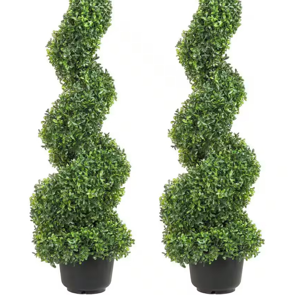 Artificial Topiaries Boxwood Trees 36 in. Green Artificial Boxwood Topiaries Wit